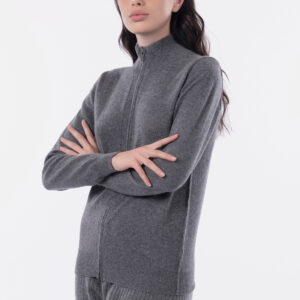 Cardigan collo a montante con zip