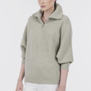 Pullover collo alto con zip e coste inglesi